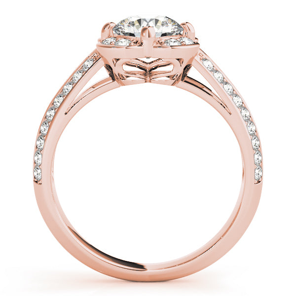 14K Rose Gold 1 CT Diamond Halo Engagement Ring