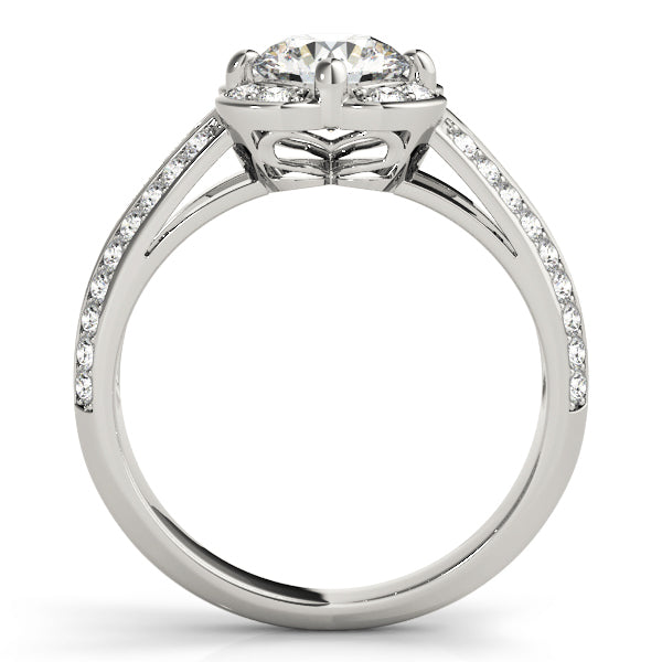 Platinum 1.38 ctw Round Diamond Halo Engagement Ring