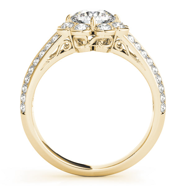 18K Yellow Gold 1 CT Diamond Halo Engagement Ring