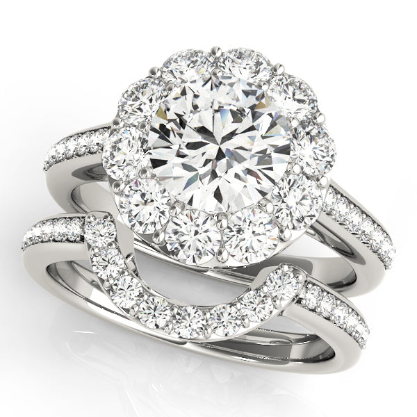 Platinum 1.75 ctw Round Diamond Halo Engagement Ring