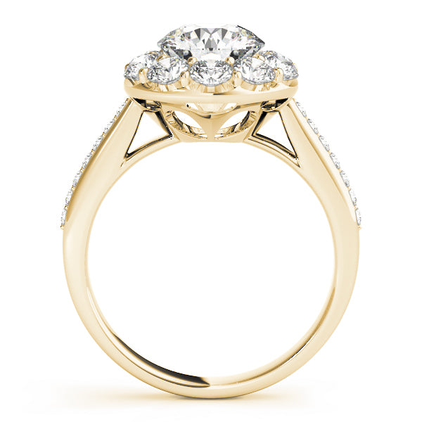 18K Yellow Gold Round Diamond Halo Engagement Ring