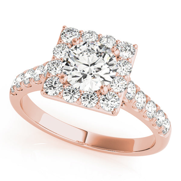 18K Rose Gold Diamond Halo Engagement Ring 1.125ctw