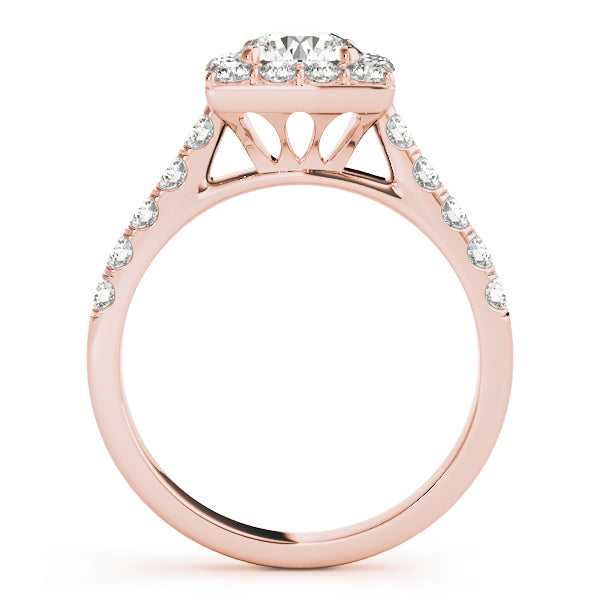 18K Rose Gold Diamond Halo Engagement Ring 1.125ctw
