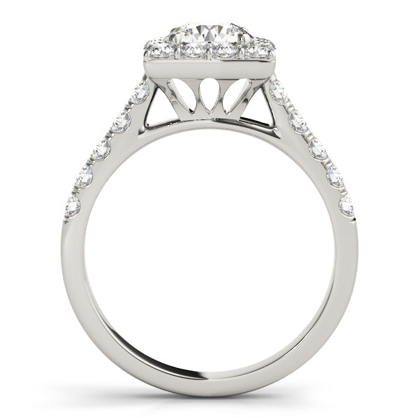 18K White Gold Diamond Halo Engagement Ring 1.125 ctw