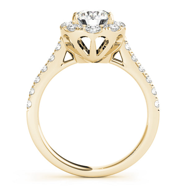 18K Yellow Gold Diamond Halo Engagement Ring 1.87ctw