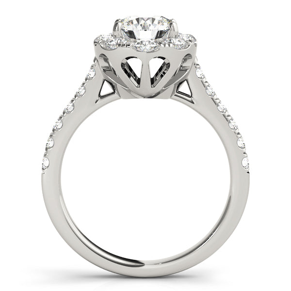 18K White Gold 1 ct Diamond Halo Engagement Ring