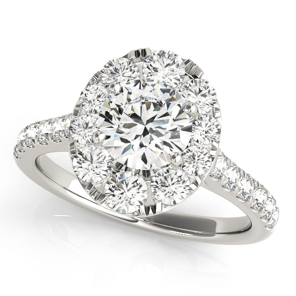 Platinum 1.24 ctw Round Diamond Halo Engagement Ring