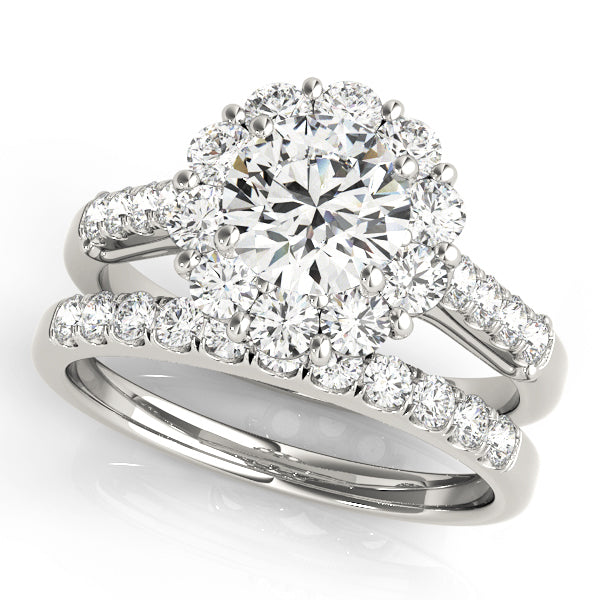 14K White Gold 1 ct Diamond Halo Engagement Ring