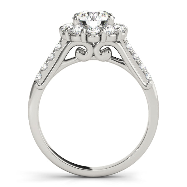 14K White Gold 1 ct Diamond Halo Engagement Ring