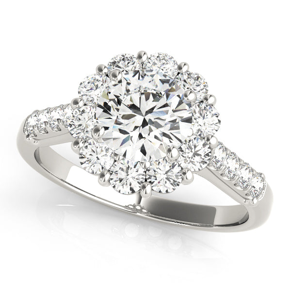 18K White Gold 1.88 ct Round Diamond Halo Ring