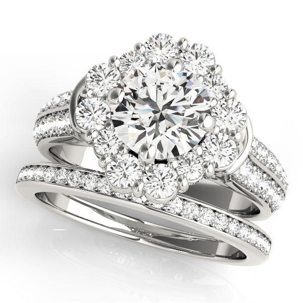 Platinum 2 CT Round Diamond Halo Engagement Ring