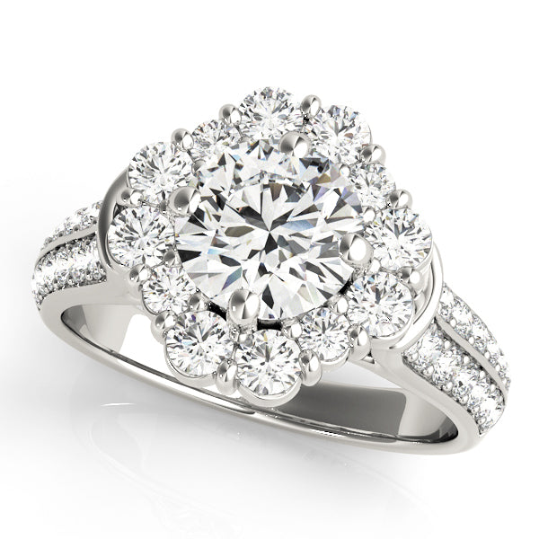 14K White Gold 2 CT Diamond Halo Engagement Ring