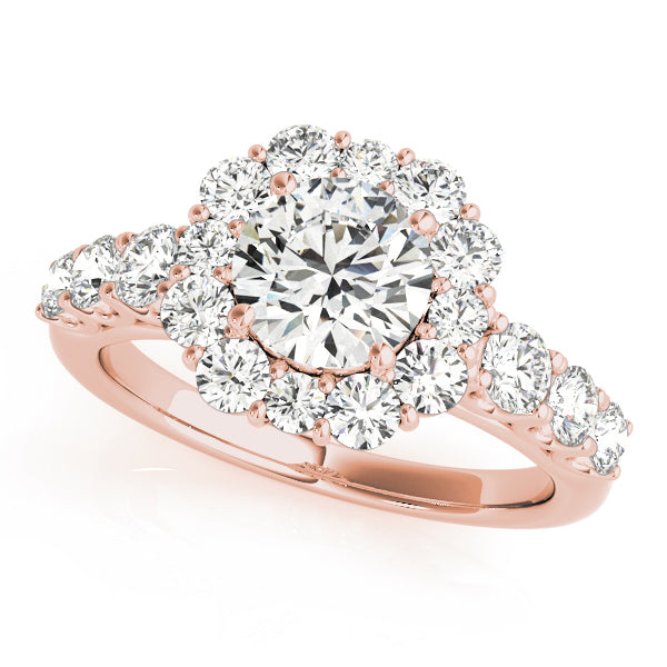 18K Rose Gold 2 CT Diamond Halo Engagement Ring