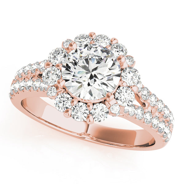 14K Rose Gold 1 ct Diamond Halo Engagement Ring