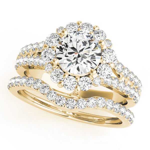 18K Yellow Gold 1 ct Diamond Halo Engagement Ring