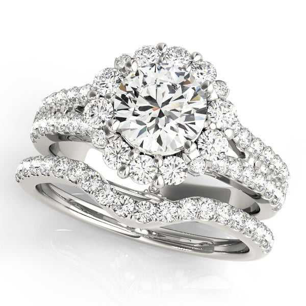 Platinum 1 ct Diamond Halo Engagement Ring