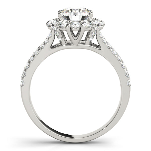 14K White Gold 1 CT Round Diamond Halo Engagement Ring