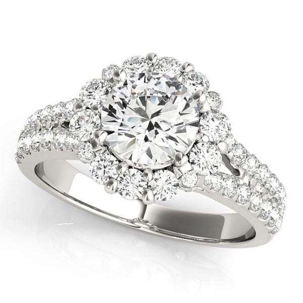 14K White Gold 1 CT Round Diamond Halo Engagement Ring