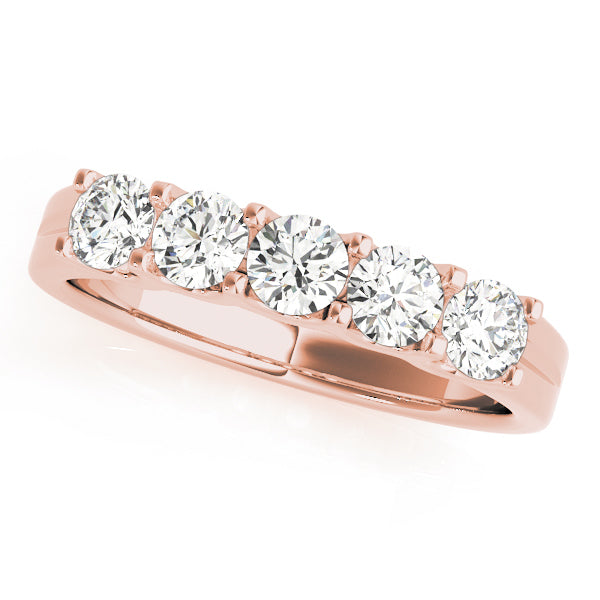 18K Rose Gold 5-Stone Diamond Wedding Ring