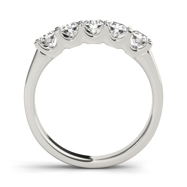 Platinum 5-Stone Round Diamond Wedding Band
