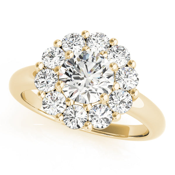 18K Yellow Gold 2 CT Diamond Halo Engagement Ring