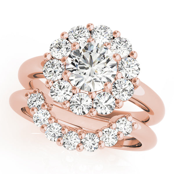 14K Rose Gold 2 CT Diamond Halo Engagement Ring