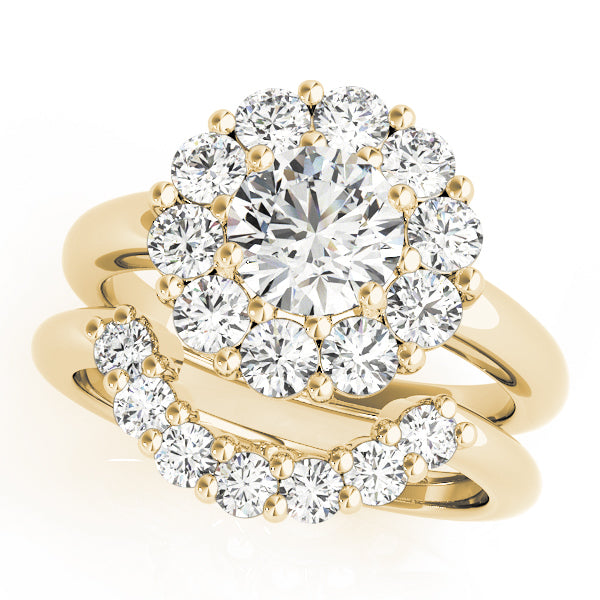 18K Yellow Gold 2 CT Diamond Halo Engagement Ring