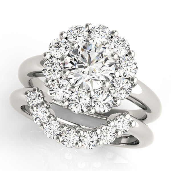 Platinum 2 CT Round Diamond Halo Engagement Ring