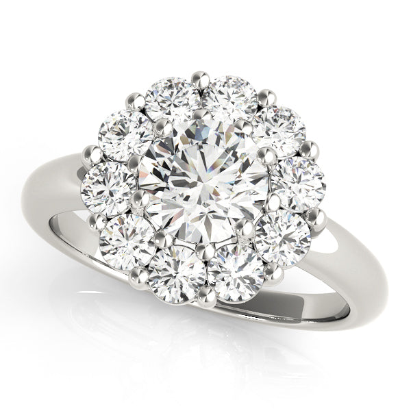 Platinum 2 CT Round Diamond Halo Engagement Ring