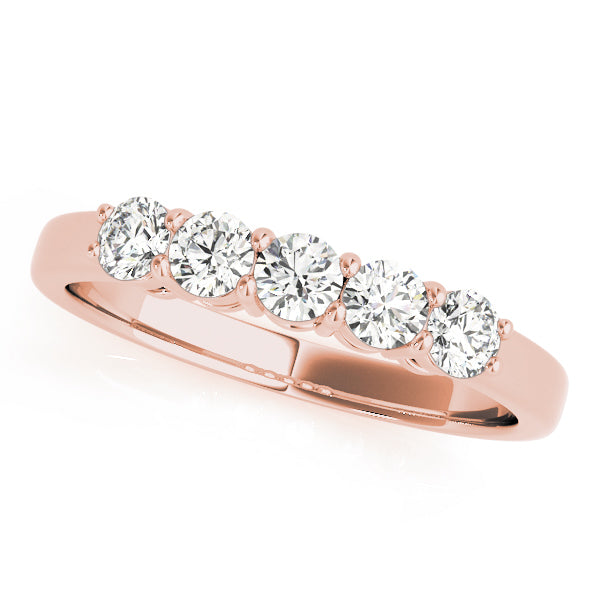 14K Rose Gold 5-Stone Diamond Wedding Ring