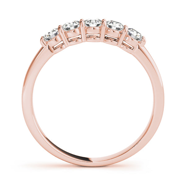 18K Rose Gold 5-Stone Diamond Wedding Ring