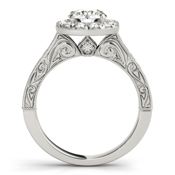 18K White Gold 1 ct Diamond Halo Engagement Ring