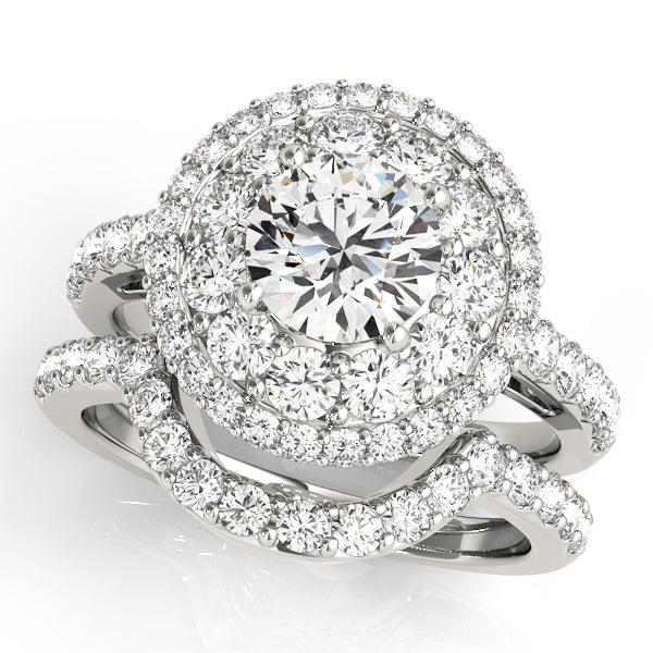 18K White Gold 2 CT Diamond Halo Engagement Ring