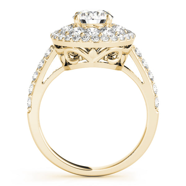 18K Yellow Gold Round Diamond Halo Engagement Ring