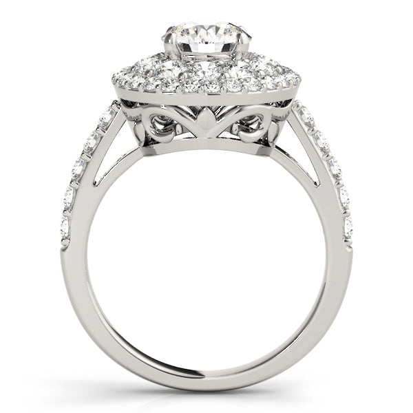 Platinum 2 CT Round Diamond Halo Engagement Ring