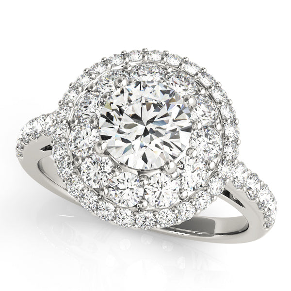 Platinum 2 CT Round Diamond Halo Engagement Ring