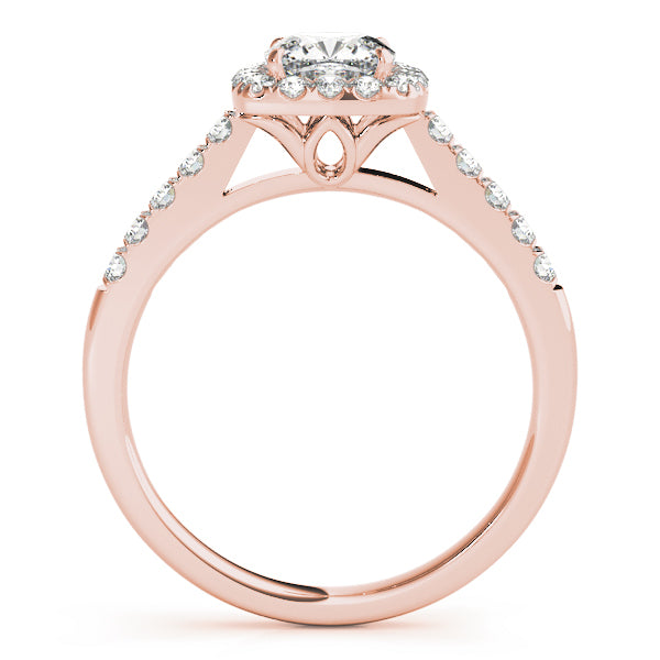 18K Rose Gold Cushion Diamond Halo Engagement Ring