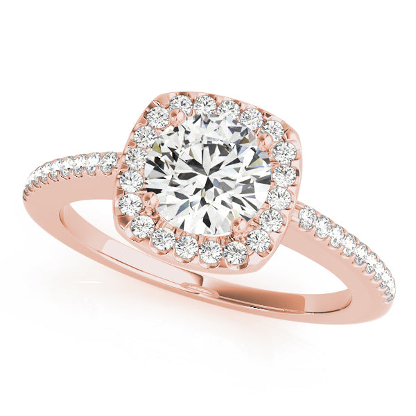 18K Rose Gold 1 CT Diamond Halo Engagement Ring