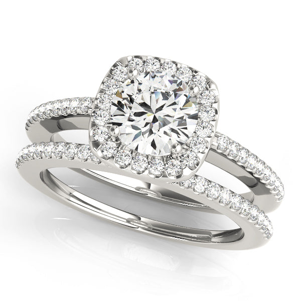 18K White Gold 1 ct Diamond Halo Engagement Ring