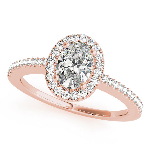 Rose Gold Oval Diamond Halo Engagement Ring 0.5ctw