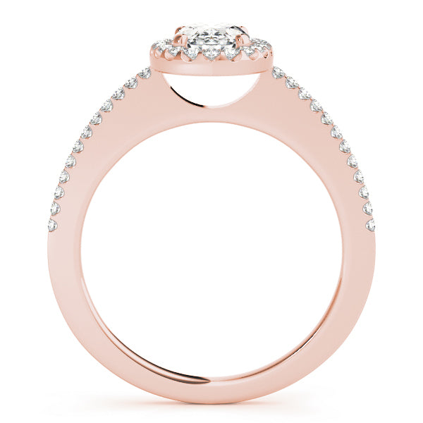 Rose Gold Oval Diamond Halo Engagement Ring 0.5ctw