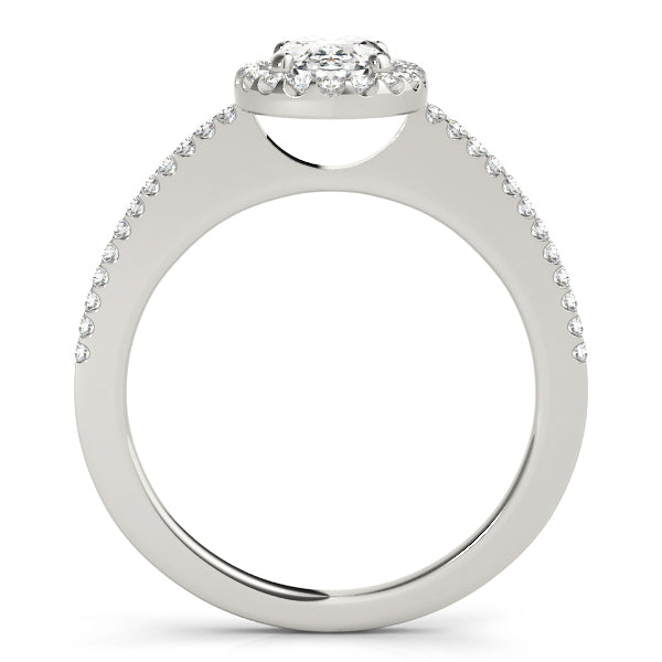 Platinum Oval Diamond Halo Engagement Ring 0.5 ctw