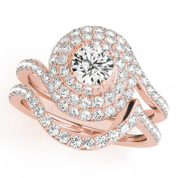 14K Rose Gold 1 CT Diamond Halo Engagement Ring