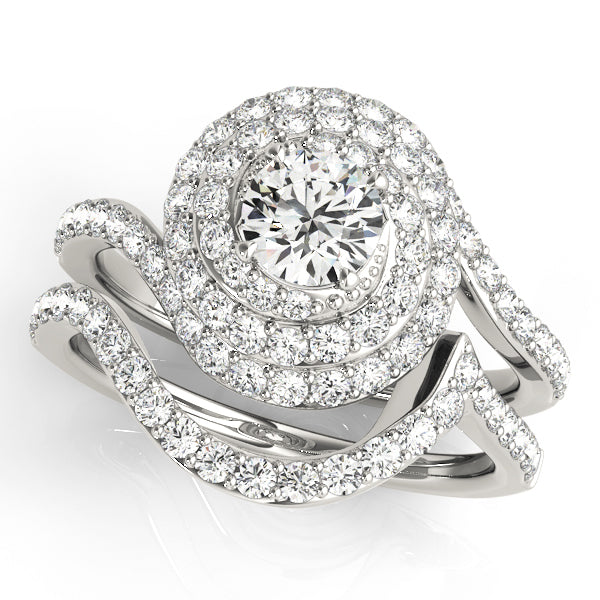 18K White Gold 1 ct Diamond Halo Engagement Ring