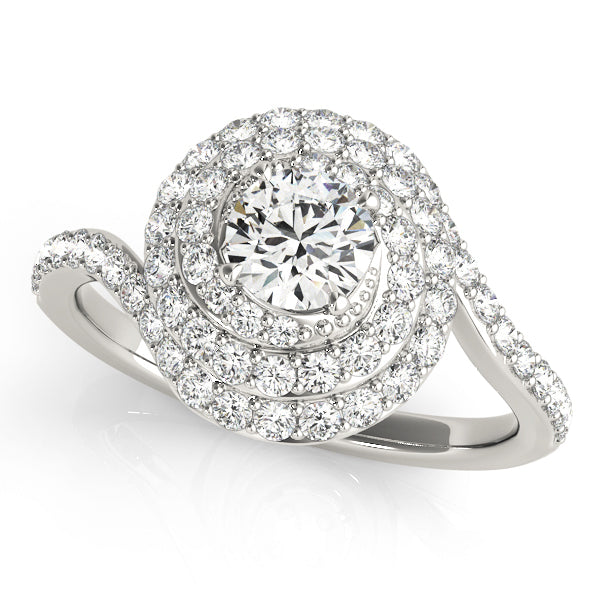 14K White Gold 1.75 ctw Round Diamond Halo Ring