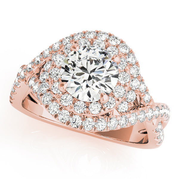 18K Rose Gold 1 ct Diamond Halo Engagement Ring