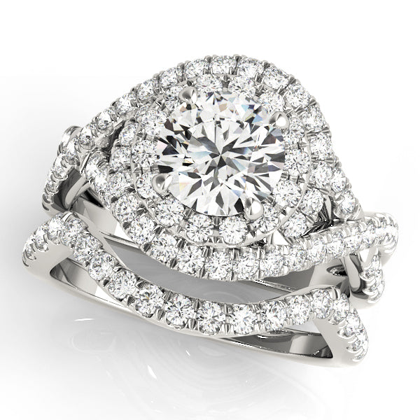 18K White Gold 1 ct Diamond Halo Engagement Ring