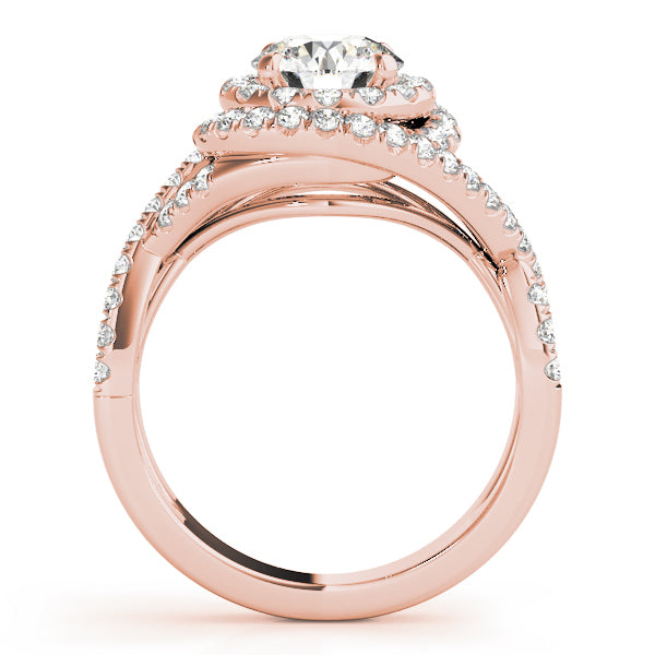 18K Rose Gold 1 ct Diamond Halo Engagement Ring