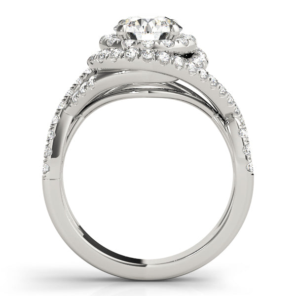 Platinum 1.62 ctw Round Diamond Halo Engagement Ring