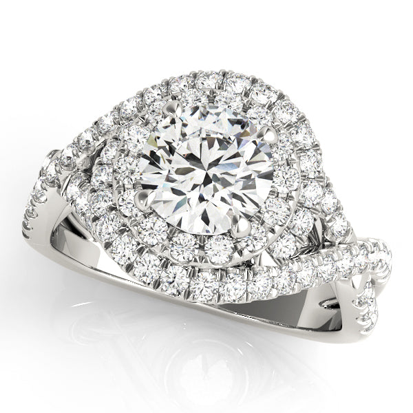 14K White Gold 1 ct Diamond Halo Engagement Ring